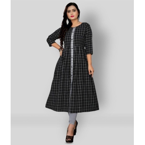 Rangrasiya - Black Cotton Women's Front Slit Kurti ( Pack of 1 ) - 3XL