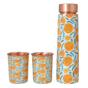 Marigold Copper Bottle & Glass Gift (Set of 10)