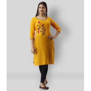 Radiksa - Yellow Cotton Womens Straight Kurti ( Pack of 1 ) - L