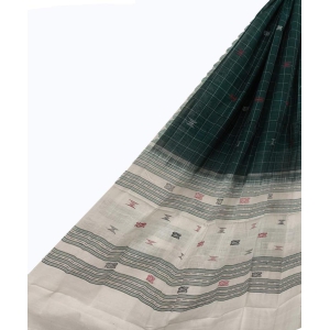 Green White Sambalpuri Handwoven Cotton Dupatta