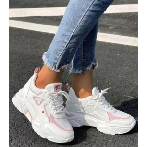 SUSON Womens White-Pink Synthetic Leather Sneakers Shoes-37