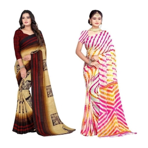 LEELAVATI - Multicolor Georgette Saree With Blouse Piece ( Pack of 2 ) - Multicolor