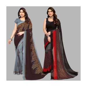 ANAND SAREES Georgette Printed Saree With Blouse Piece - Multicolour ( Pack of 2 ) - Multicolour