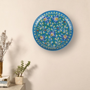 ikrafties-blue-pottery-multicolor-floral-design-ceramic-wall-hanging-decorative-plates