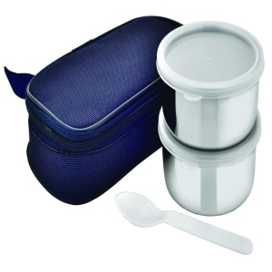 Vinayak International Stainless Steel Lunch Box with Bag, Tiffin Set, Economy Lunch Box 320 Ml Each - 10cm