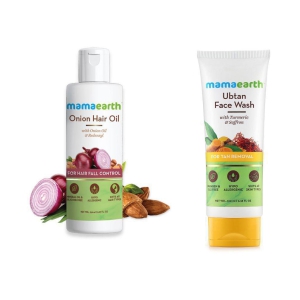 Mamaearth Onion Hair Oil 150ml & Ubtan Face Wash 100ml