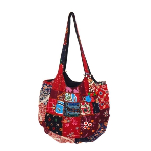 Rajasthani Embroidered Shoulder Bag, Pure Cotton Shoulder Bag With Handmade Beautiful Patchwork