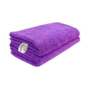 SOFTSPUN Microfiber Cloth - 2 pcs - 40x40 cms - 340 GSM Purple - Thick Lint & Streak-Free Multipurpose Cloths - Automotive Microfibre Towels for Car Bike Cleaning Polishing Washing & Detaili