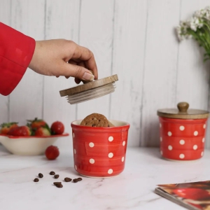 Red Polka Jar-Set of two