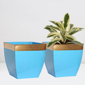 Midland 8” Blue Tapered planter-2