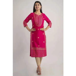 MAUKA - Pink Rayon Womens Straight Kurti ( Pack of 1 ) - None