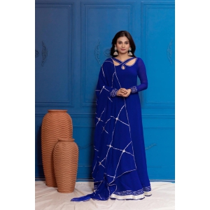 Egyptian Blue Anarkali with Dupatta-L