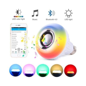 Music Light Bulb, E27 & B22 LED Light Bulb With Bluetooth Speaker RGB Self Changing Color Lamp Built-In Audio Speaker