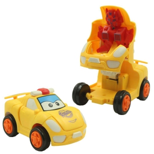 Humaira Mini Transforming Converting Car to Robot Friction Powered Push and Go Bump and Transformation Toy for Kids