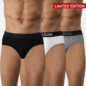 Heelium Bamboo Underwear Brief for Men - Pack of 3-Black | Grey | White / Small - 70-75 cm I 28-30 in