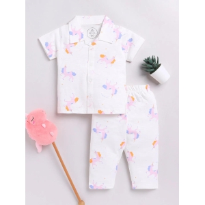 Off-white Unicorn Print Half Sleeve Night Suit-12-18 m