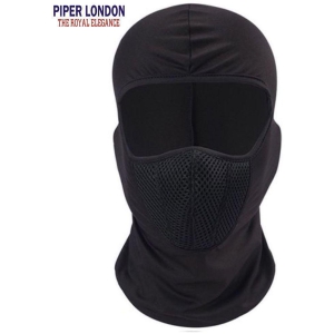 PIPER LONDON Unisex Full Face Cover Anti Pollution  Breathable Cotton Blend Balaclava/ Rider Black Helmet Cap/Mask - Universal