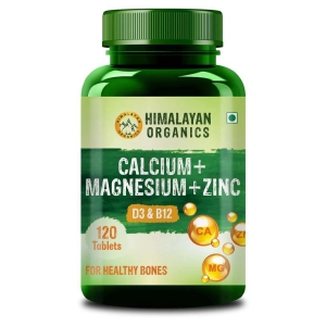 Himalayan Organics Calcium Magnesium Zinc Vitamin D3 & B12- 120 Vegetarian Tablets