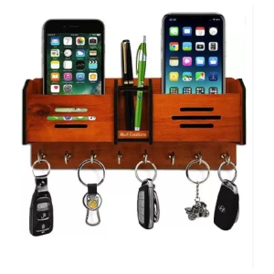 NBOX Wall Mobile Holders and Pen Stand for all Smartphones Apple,Vivo, Oppo, Redmi,Xiaomi (Brown) - Brown