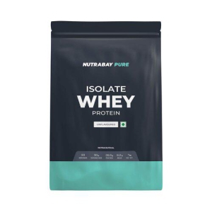 Nutrabay Pure Whey Protein Isolate Powder - 1kg, Unflavored | 26.5g Protein, 6.2g BCAA | NABL Lab Tested | Muscle Growth & Recovery | 100% Raw Whey Isolate | For Men & Women