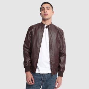 Bewakoof - Brown PU Leather Regular Fit Men's Leather Jacket ( Pack of 1 ) - None