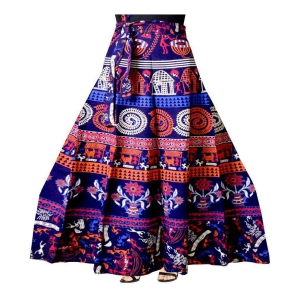 Rangun Cotton Straight Skirt - Blue - 50