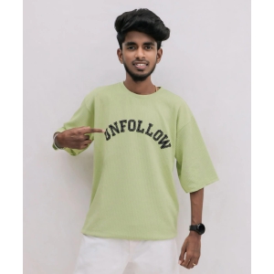 Five Sleeve Round Neck Pista Green Mens T-shirt-L