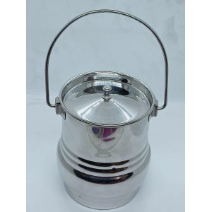 NURAT Stainless Steel Milk Can/Milk Barni /Milk Pot/Oil Can(with Lid) - Capacity 2 Litre miror Finish