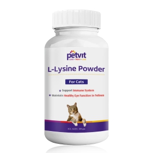 Petvit L-Lysine Powder for Cats: Supports Eye Health & Immune System for All Ages, 100 GM-Petvit L-Lysine Powder for Cats | Supports Eye Health & Immune System | For All Ages – 100 GM