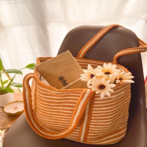 Jute Tote Shopping Bag  Brown