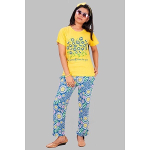 Girls Printed Cotton Round Neck Short Sleeves Pyjama Set-13-14 years