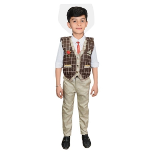 Ahhaaaa Kids Ethnic Wear Boys Waistcoat Shirt Tie and Pant Set - None