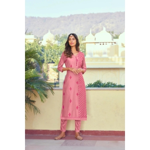 Pink Color Latest Roman Silk Kurti With Pant-XXL-44