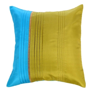 ans-blue-green-polysilk-broad-pleated-cushion-cover-with-gold-insert