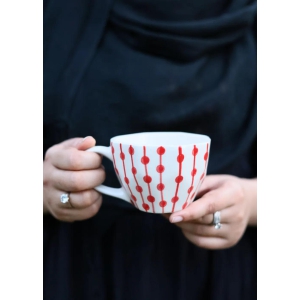 Red Dotted Lines Mug-Set of two