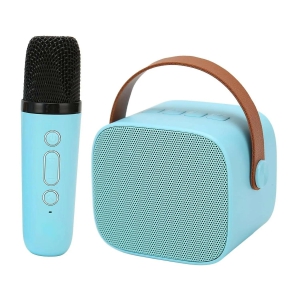 Speaker Mic Set, Stable Long Distance Mini Portable Karaoke Machine Retro HD Stereo for Outdoor for Adults (Blue)