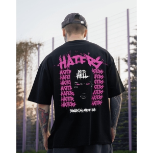 Haters Go to Hell - Black - Gym Oversized T Shirt-Black / XL - 46