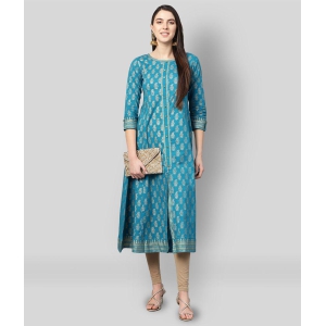 yash-gallery-blue-cotton-womens-front-slit-kurti-pack-of-1-xxl