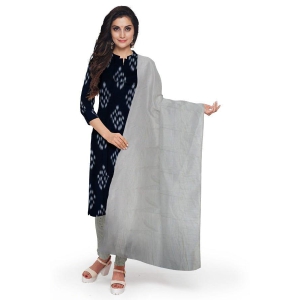 Black and White Cotton Printed Salwar Suit Fabric with Chiffon Dupatta