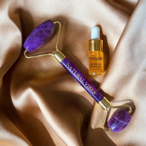 Amethyst Face Yoga Massage Roller with FREE Gold Beauty Elixir Oil 3ml