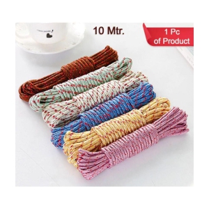 HOMETALES Cloth Drying Rope | Nylon Synthetic Laundry Line Rope | Laundry Clothesline | Cloth Drying Wire Synthetic Rope | Clothes Drying Line | 10 MTR | Multicolor ( Pack Of 1 )