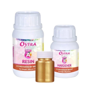 Oytra 300 Grams Resin Art Kit for Beginner with Gold Peral Mica Powder Combo DIY Set Combo Hardener