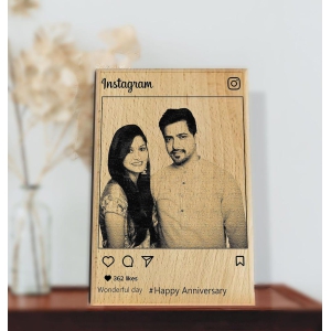 Achchha Gift Personalized Anniversary Gift Wooden Photo Frame- Personalised Engraved Wooden Frame | Customised Gift Items for Anniversary | INSTA