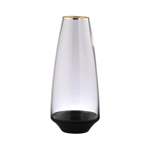 Taper Vase - Black Base with Gold Rim Large