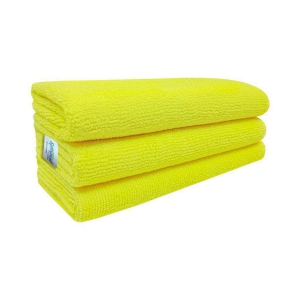 SOFTSPUN Microfiber Cleaning Cloths, 3pcs 40x40cms 340GSM Yellow! Highly Absorbent, Lint and Streak Free, Multi -Purpose Wash Cloth for Kitchen, Car, Window, Stainless Steel, Silverware.