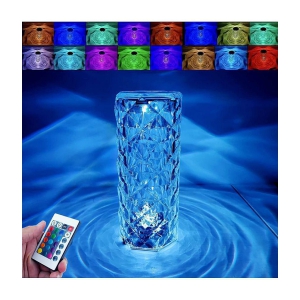 Crystal Lamp,16 Color Changing Rose Crystal Diamond Table Lamp,USB Rechargeable Touch Bedside Lamp Night Light with Remote Control, for Bedroom Living Room Party Dinner Decor - Multi-Color