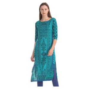 Karigari - Green Rayon Women's Straight Kurti - M