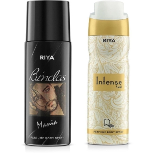 Riya Bindas & Intense Gold Perfume Body Spray for Men 150 ml ( Pack of 2 )