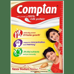 Complan Nutrition & Health Drink - Improves Concentration & Memory, Kesar Badam Flavour, 200 G Carton