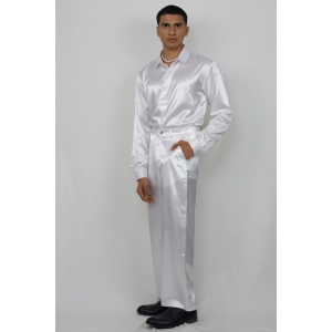 Satin shirt and pant-White / M